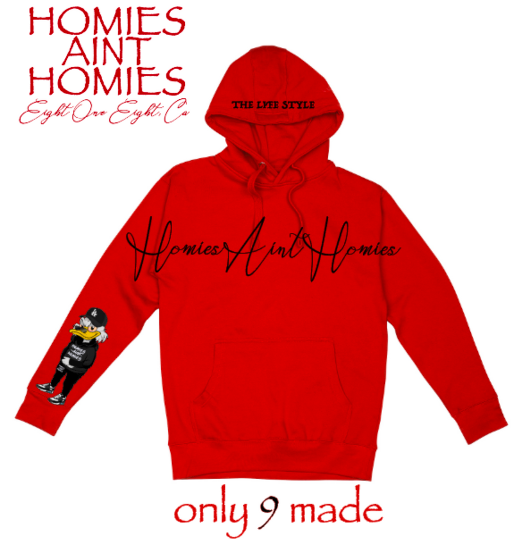 Red Chenille Patch Script Hoodie
